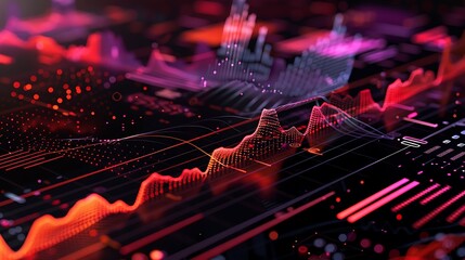 Digital abstract visualization of data trends.