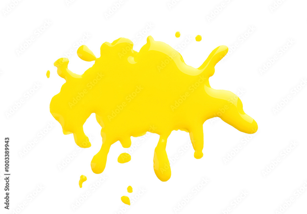 Poster Blot of yellow printer ink isolated on white, top view