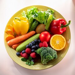fresh fruits and vegetables on a plate