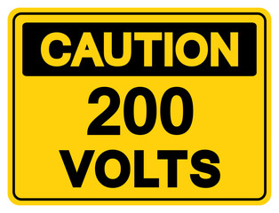 Caution 200 Volts Tag Symbol Sign,Vector Illustration, Isolate On White Background Label. EPS10