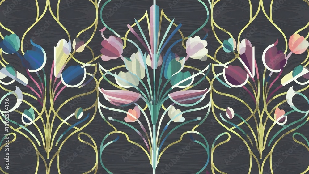 Wall mural seamless floral pattern