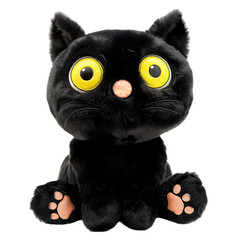 Black cat plush for halloween png transparent