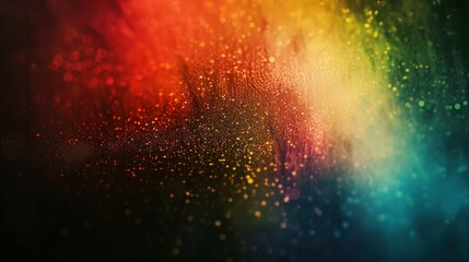 Abstract Damaged Scratched Retro Film Effect: Blur Colorful Warm Rainbow Light Leaks on Black Background with Dust Texture