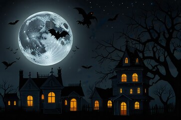 halloween background with house