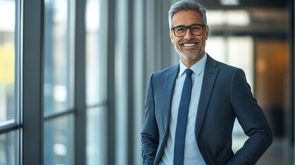 Professional Man Standing in Modern Office Environment
