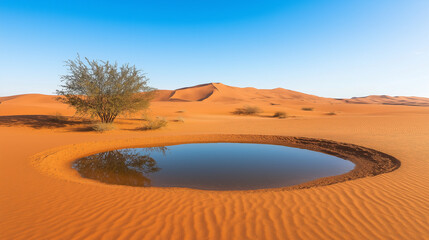 A tiny, isolated oasis in the middle of the desert