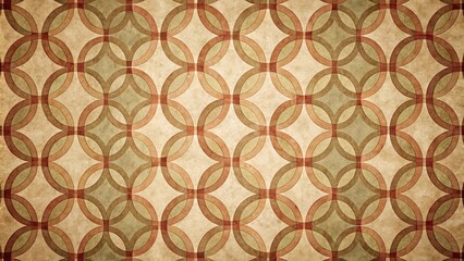 Naklejka premium Vintage Abstract Pattern with Intersecting Circles on Aged Paper Background