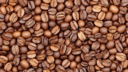 Obraz premium Roasted Coffee Beans Close Up Texture Background Pattern
