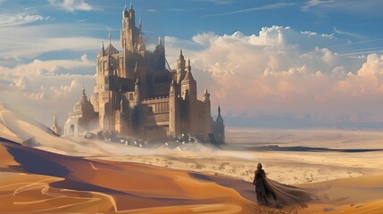 CASTLE RUINS IN THE DESERT WALLPAPER BACKGROUND	