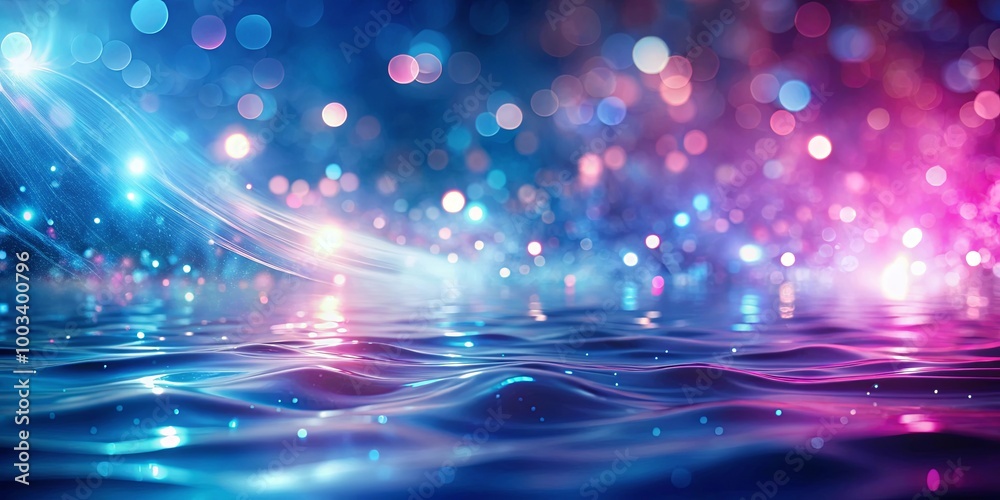 Wall mural abstract bokeh lights reflecting on rippling water surface, creating a dreamy and ethereal atmospher