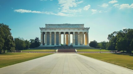 Obraz premium Lincoln Memorial in Washington, USA under Blue Sky
