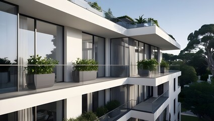 Fototapeta premium Front view of a luxury apartment exterior design