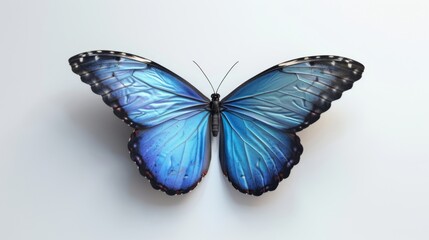 Minimalist 3D Blue Butterfly Design