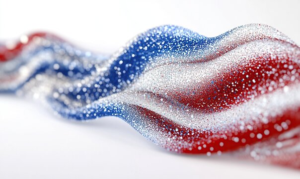 3D illustration of the American flag made from particles, on a white background