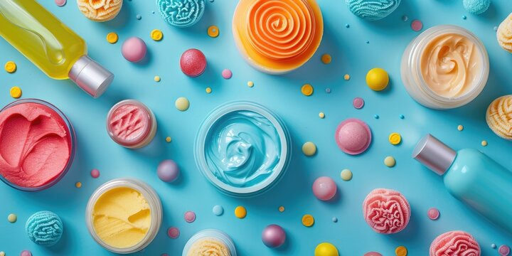 Vibrant cover for a best-selling catalog of body and beauty items featuring product photography for marketing purposes.