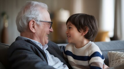 Obraz premium Grandfather and Granddaughter Sharing a Moment of Joy.