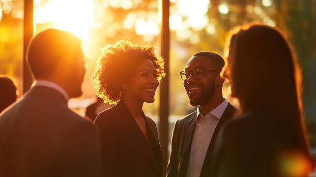 Joyful Conversations at Sunset Gathering