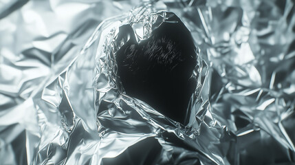 a close-up, top-down view of a space blanket or emergency blanket, filling the entire frame with its highly reflective, crinkled surface