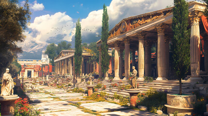 Ancient greek agora 3d illustration. Greek Agora. Illustration