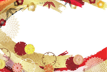 和紙　年賀状　水彩　背景