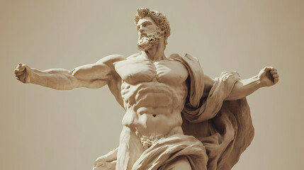 Atlas titan statue mythology neutral backgrounds soft tones beige brown sculpt background 3d illustration render digital rendering. Titan. Illustration