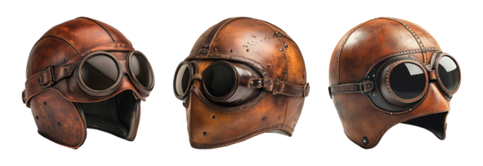Vintage leather helmets and goggles collection