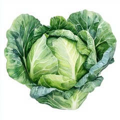 Cabbage Vegetable Botanical Illustration