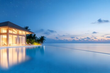 Tranquil Overwater Villa in Tropical Maldives Retreat with Infinity Pool and Breathtaking Sunset Views