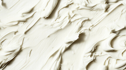 Obraz premium a close-up, top-down view of coconut paste spread across the frame, filling the image with its off-white color and smooth, slightly grainy texture