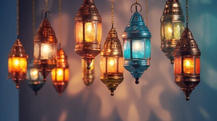 Obraz premium Traditional Ramadan Lanterns Hanging in a Room
