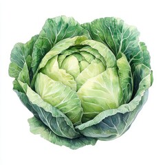 Fototapeta premium Cabbage Vegetable Botanical Illustration