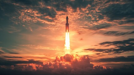 Rocket Launch at Sunset