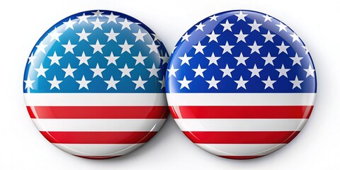 A patriotic vector badge design for the 2024 Presidential Election, showcasing a dynamic stars and stripes motif, symbolizing American pride and democratic spirit.