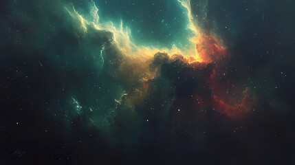 Obraz premium Colorful nebula. Interstellar Travel. Illustration