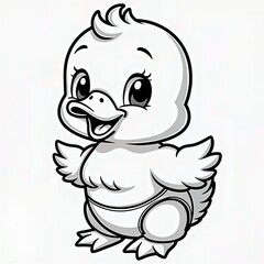 Fototapeta premium Cute Baby Duck Coloring Page