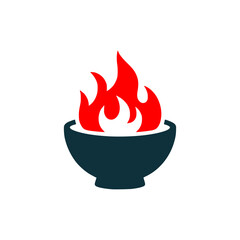 bowl with fire logo vector illustration template design