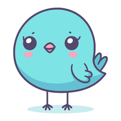 cute blue bird animal cartoon character kawaii vector illustration template design