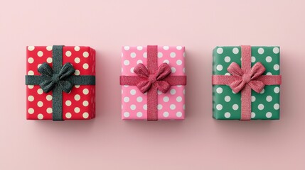 Obraz premium Colorful gift boxes on a pastel background, perfect for celebrations.