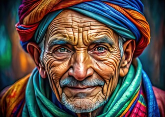 The elder&acirc;&euro;&trade;s wrinkled face reveals a tapestry of wisdom and resilience, each line telling stories of challenges, triumphs, and the journey through life&acirc;&euro;&trade;s trials.