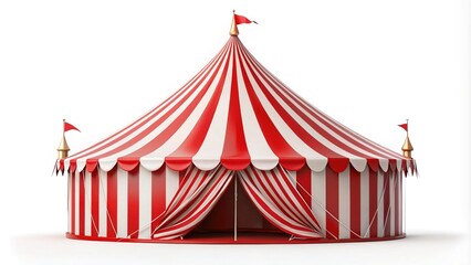 Vibrant red striped circus tent, perfect for enhancing events, festivals, and entertainment themes, creating a lively atmosphere and unforgettable experiences for all attendees.