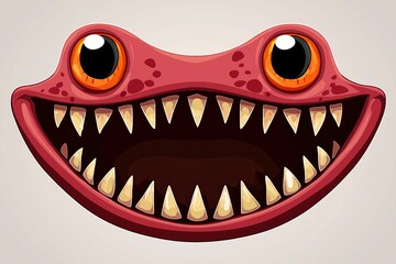 Cartoon Monster Mouth with Sharp Teeth