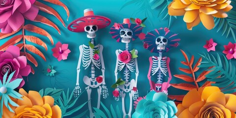 Vibrant Paper Art Featuring Catrinas for the Day of the Dead Festival