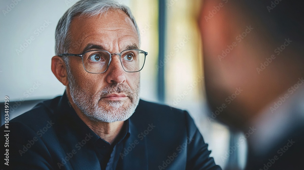 Sticker Thoughtful Man in Business Meeting