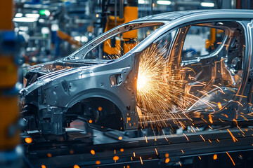 automobile production line welding car body modern car assembly plant auto industry