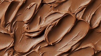 Obraz premium a close-up, top-down view of walnut paste spread across the frame, filling the image with its earthy brown color and smooth yet slightly grainy texture