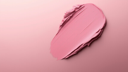 Fototapeta premium a single, elegant swatch of blush pink lipstick on blush pink background, with soft color gradients and subtle sheen to highlight the texture and glossiness of lip makeup