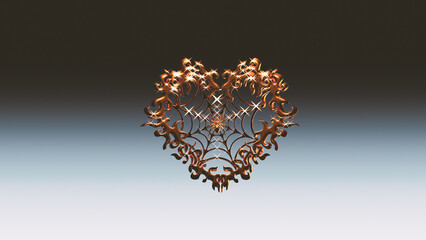 Tribal shaped heart 3d render.