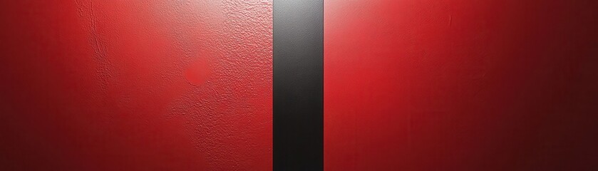 Close-up of a red textured surface divided by a vertical black stripe