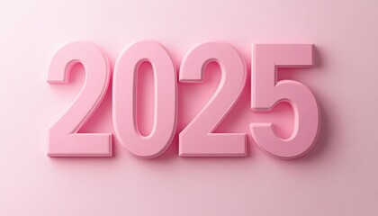 Pink 3D Number 2025 on a Pink Background