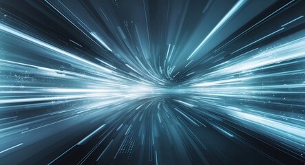 Fototapeta premium A glowing abstract blue background with radiant rays and light bursts creating a dynamic energy-filled pattern